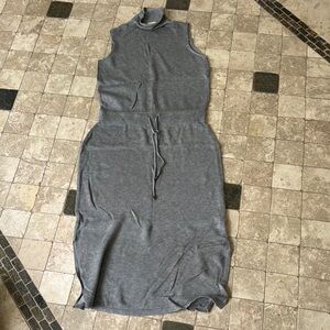 Garnet Hill Gray Sheath Midi Dress Mock Neck